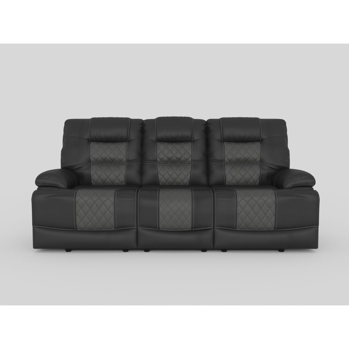 Fabian - Double Reclining Sofa With Center Drop-Down Cup Holders, Receptacles And USB Ports - 2-Tone Gray (Gray / Dark Gray)