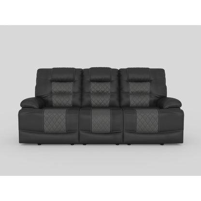 Fabian - Double Reclining Sofa With Center Drop-Down Cup Holders, Receptacles And USB Ports - 2-Tone Gray (Gray / Dark Gray)