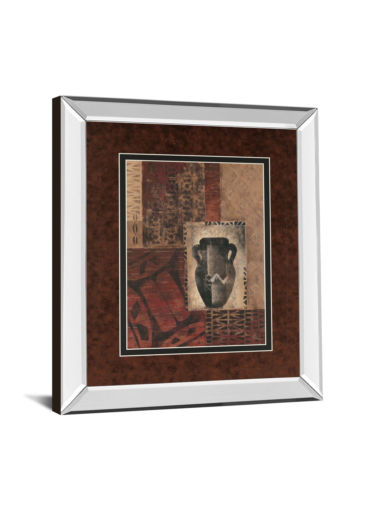 Artifact Revival Il By Maria Donovan - Mirror Framed Print Wall Art - Dark Red