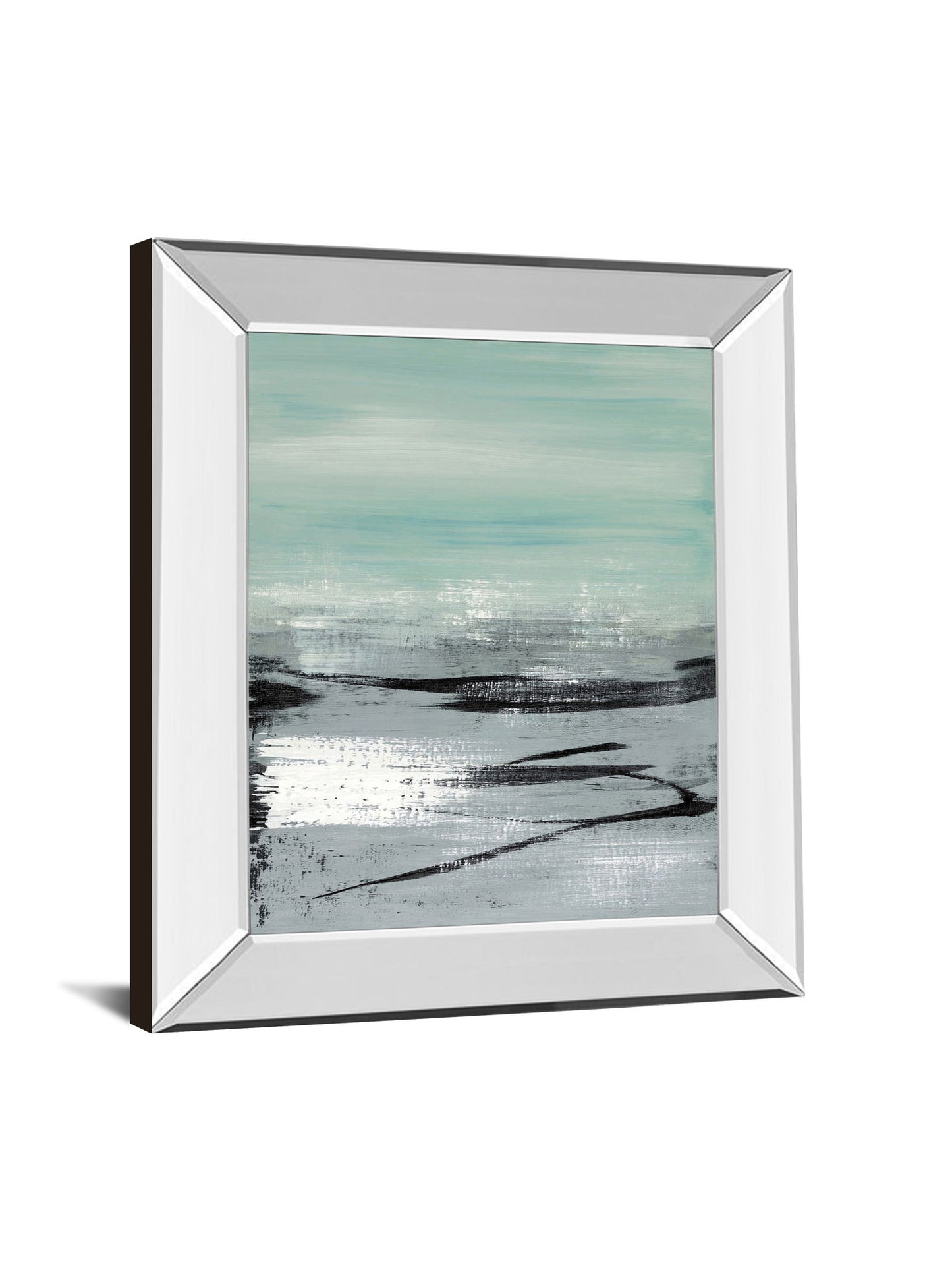 Beach Il By Heather Mcalpine - Mirror Framed Print Wall Art - Light Blue