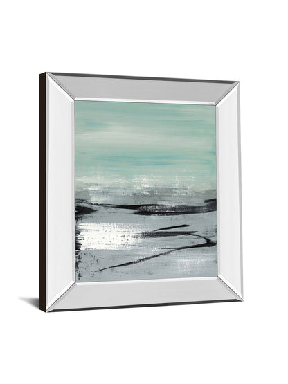 Beach Il By Heather Mcalpine - Mirror Framed Print Wall Art - Light Blue
