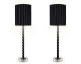 "Obsidian Elegance" Metal Buffet Lamp (Set of 2) - Black / Clear Crystal