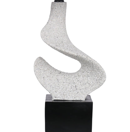 Sculpted Waves Resin & Metal Table Lamp (Set of 2) - White Stone / Matte Black