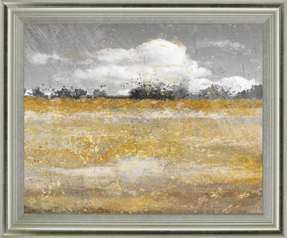 Golden Haze Landscape - 28" x 34" Framed Wall Art - Gold