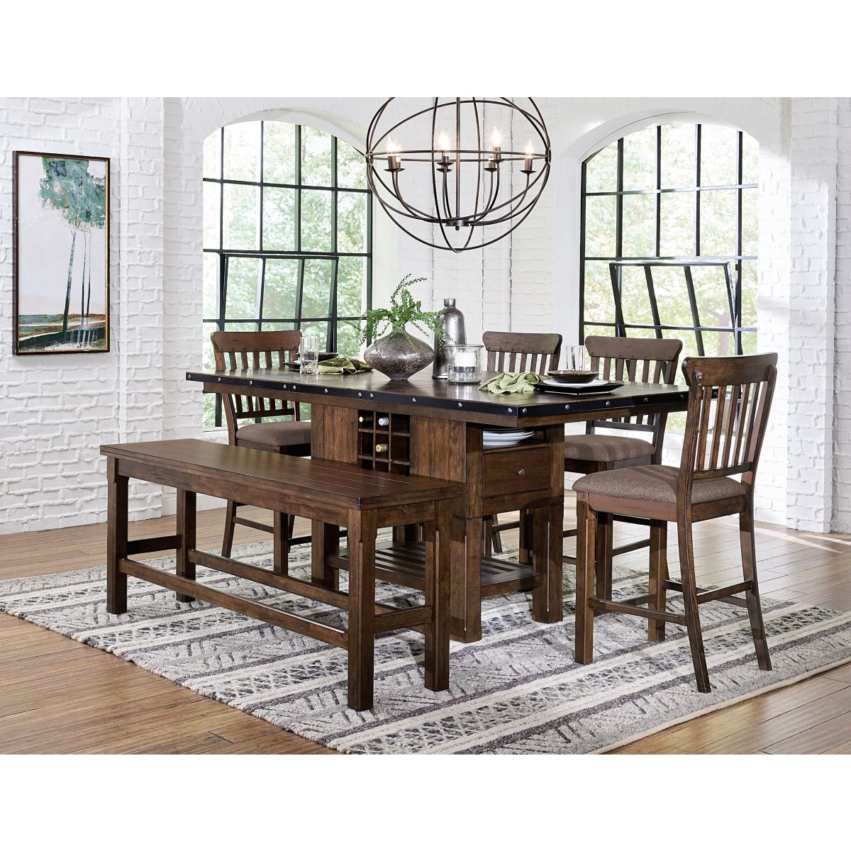 Schleiger - Counter Height Bench - Brown