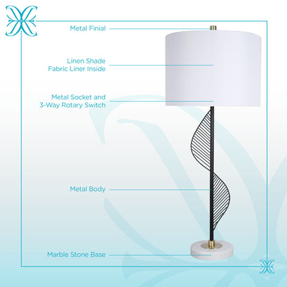 Spiral Radiance II Metal & Marble Table Lamp (Set of 2) - Matte Black / White