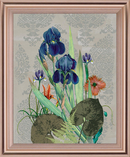 Mystic Iris Garden - 28" x 34" Framed Wall Art - Gray