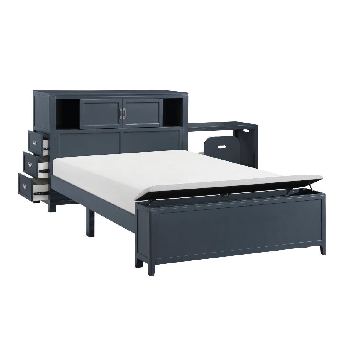 Sloane - Bookcase Bed With Hidden Desk, Stool And Storage Bench