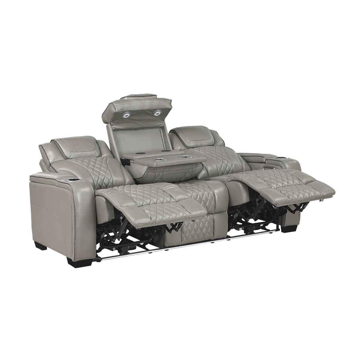 Apex - Power Double Reclining Sofa With Center Drop-Down Cup Holders, Power Headrests, Storage Arms With Cup Holders, Reading Lights, Wireless Charger, Air Massage And Heat, LED Lighting And Charging Ports