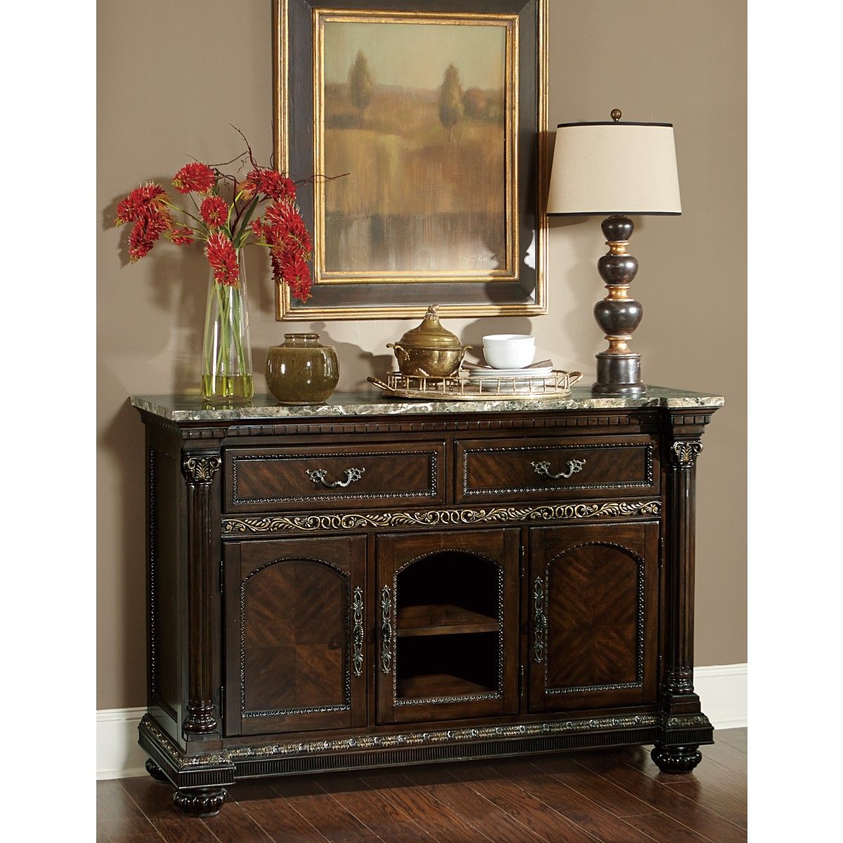 Russian Hill - Server With Faux Marble Top - Cherry