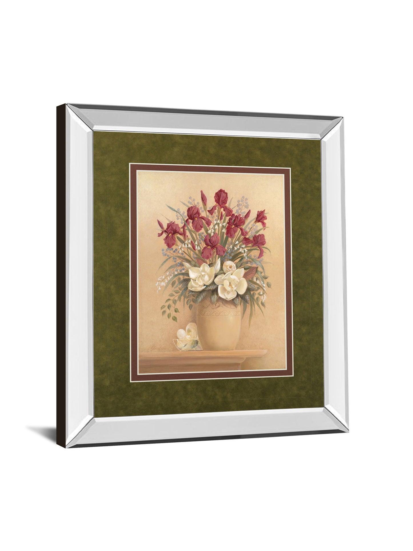 Classic Petal I By Gloria Eriksen - Mirror Framed Print Wall Art - Beige