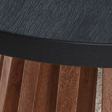 Kallari - Round End Table - Warm Brown / Black