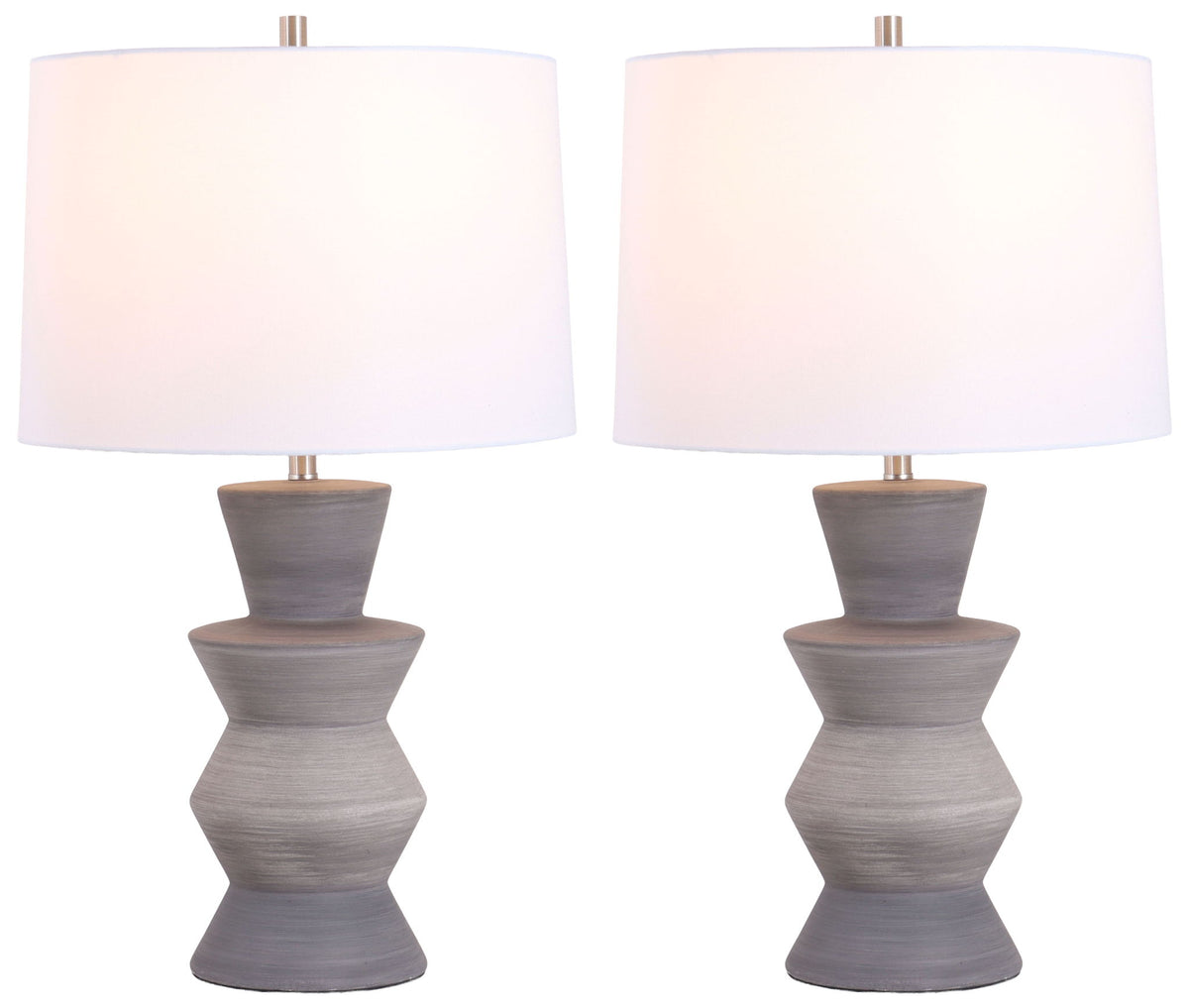 Quiet Cadence - 26 X 15 - Ceramic Table Lamp (Set of 2) - Stone Grey