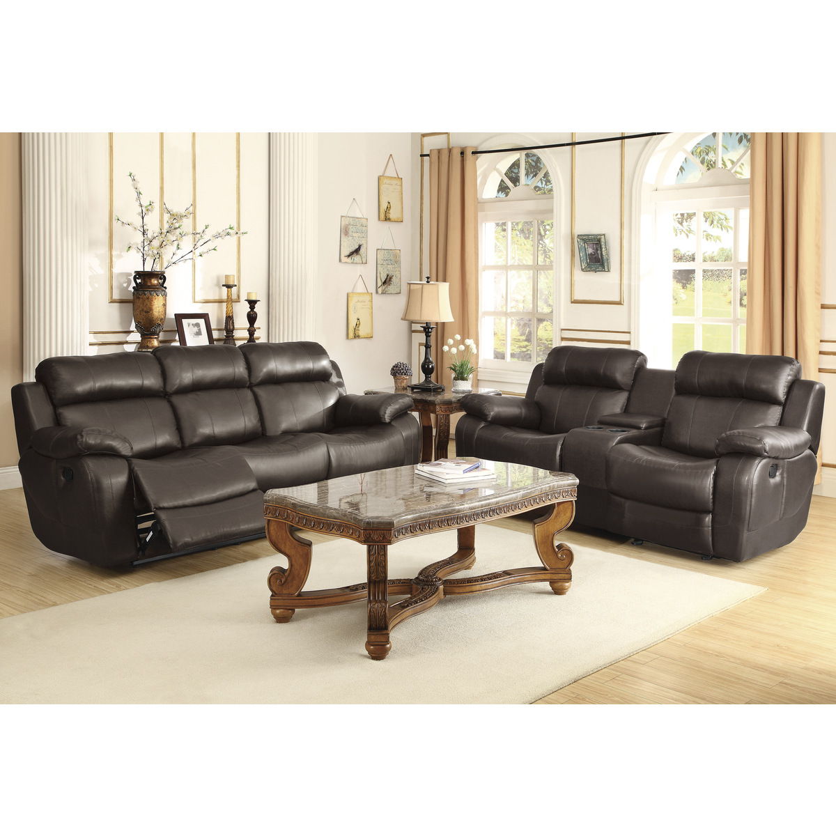 Marille - Double Reclining Sofa With Center Drop-Down Cup Holders