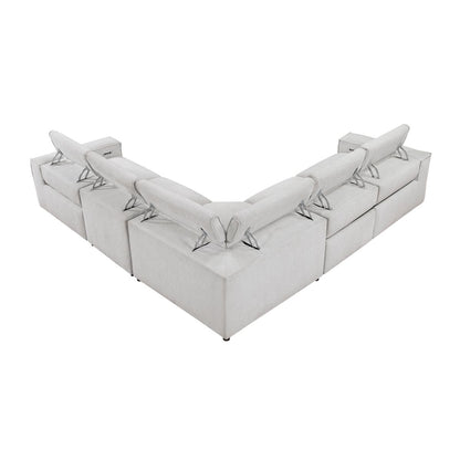 Phoebe - 5-Piece Modular Power Reclining Sectional With Power Headrests - Gray