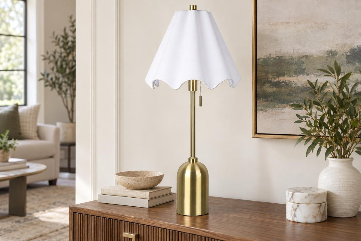 Petal Poise - 33 X 13 - Metal Buffet Lamp (Set of 2) - Soft Gold