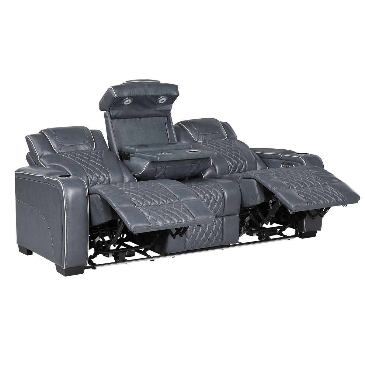 Apex - Power Double Reclining Sofa With Center Drop-Down Cup Holders, Power Headrests, Storage Arms With Cup Holders, Reading Lights, Wireless Charger, Air Massage And Heat, LED Lighting And Charging Ports