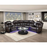 Ramone - 3 Piece Power Reclining Sectional With Consoles, Speakers, Subwoofer And LED Lighting - Brown
