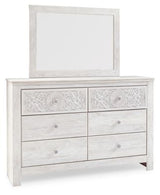 Paxberry - Dresser, Mirror - Medallion Drawer Pulls - Whitewash