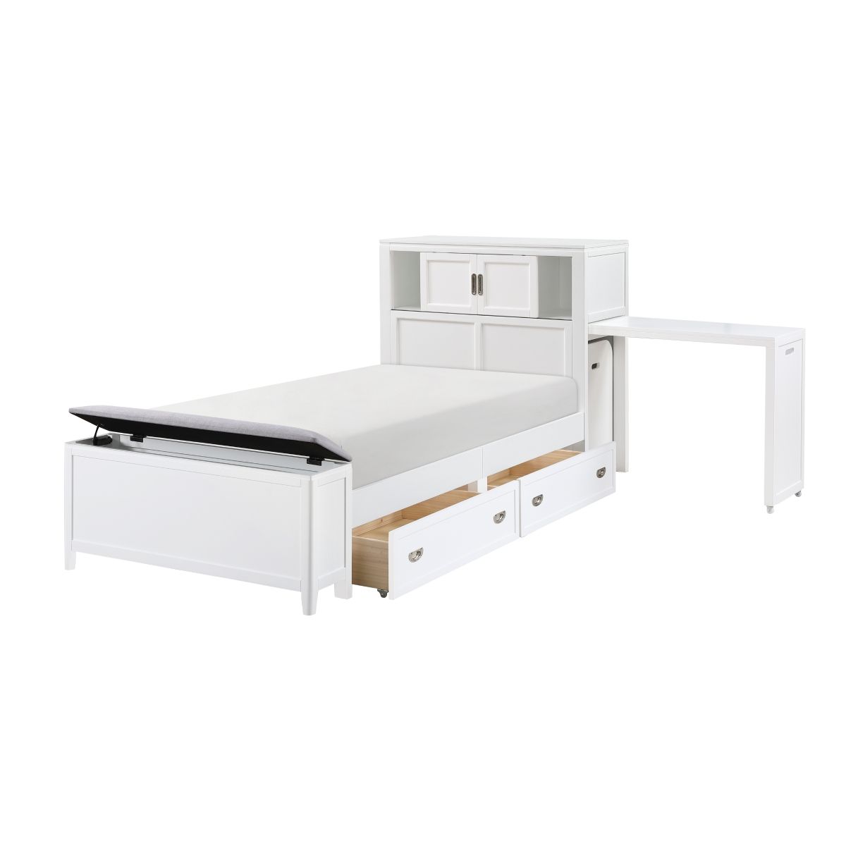 Sloane - Bookcase Bed With Hidden Desk, Stool And Storage Bench