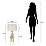 "Sculptural Serenity" Ceramic Table Lamp (Set of 2) - Stone / Soft Gold