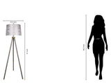 "Luxe Tripod Elegance" Faux Leather Wrap Floor Lamp - Greige / Soft Gold