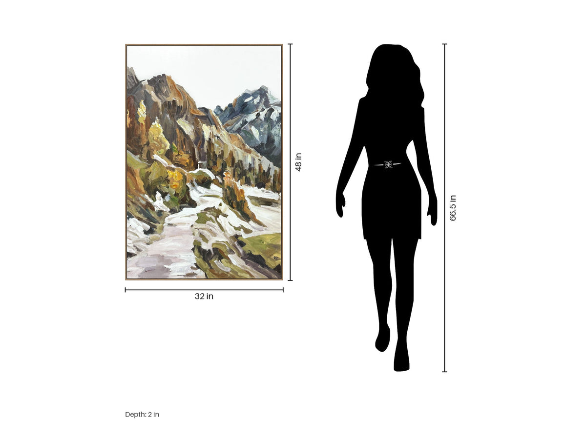 Ochre Alpine Passage I - 32 X 48 - Hand-Embellished Canvas In Frame - Ochre