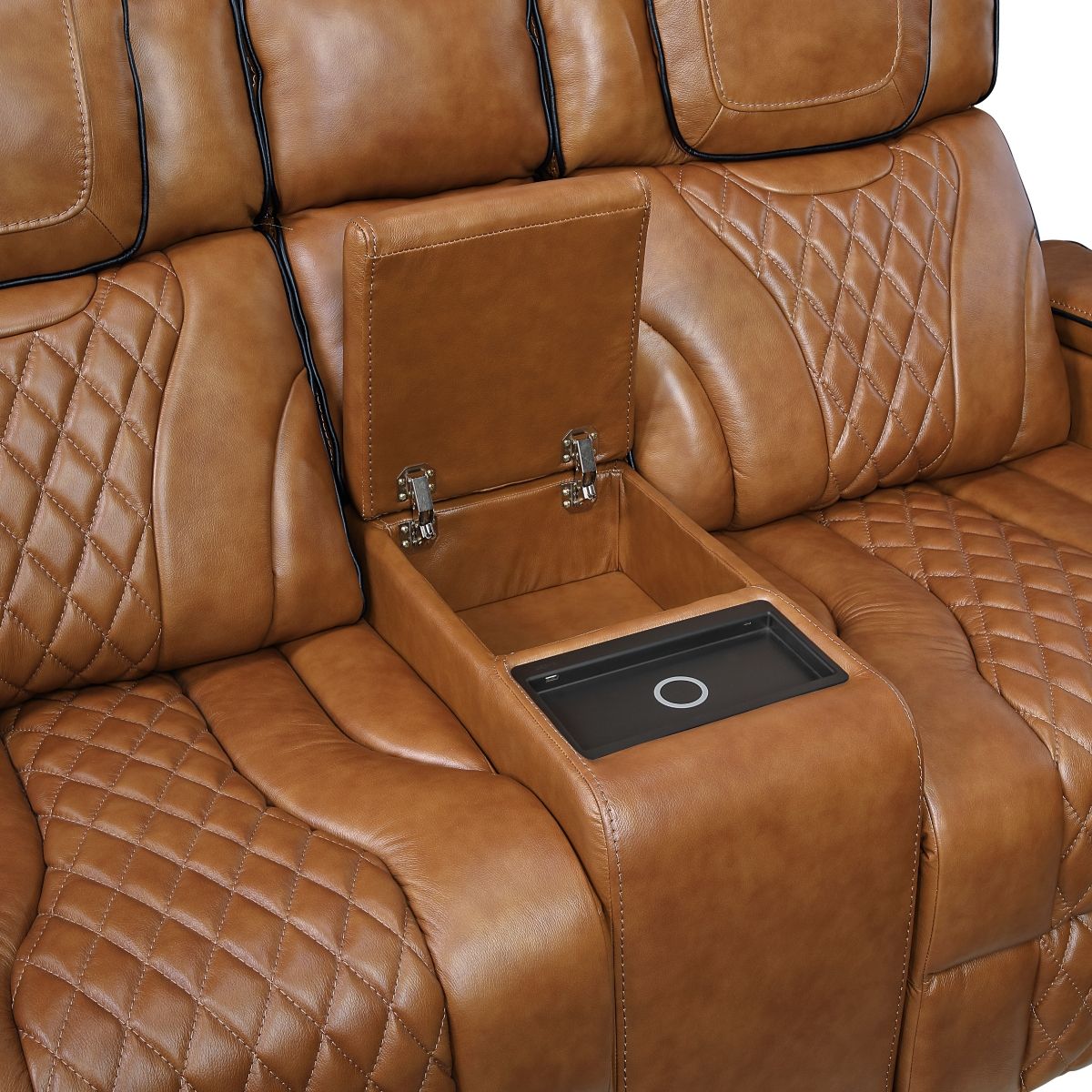 Apex - Power Double Reclining Loveseat With Center Console, Power Headrests, Storage Arms With Cup Holders, Wireless Charger, Air Massage And Heat, LED Lighting And Charging Ports
