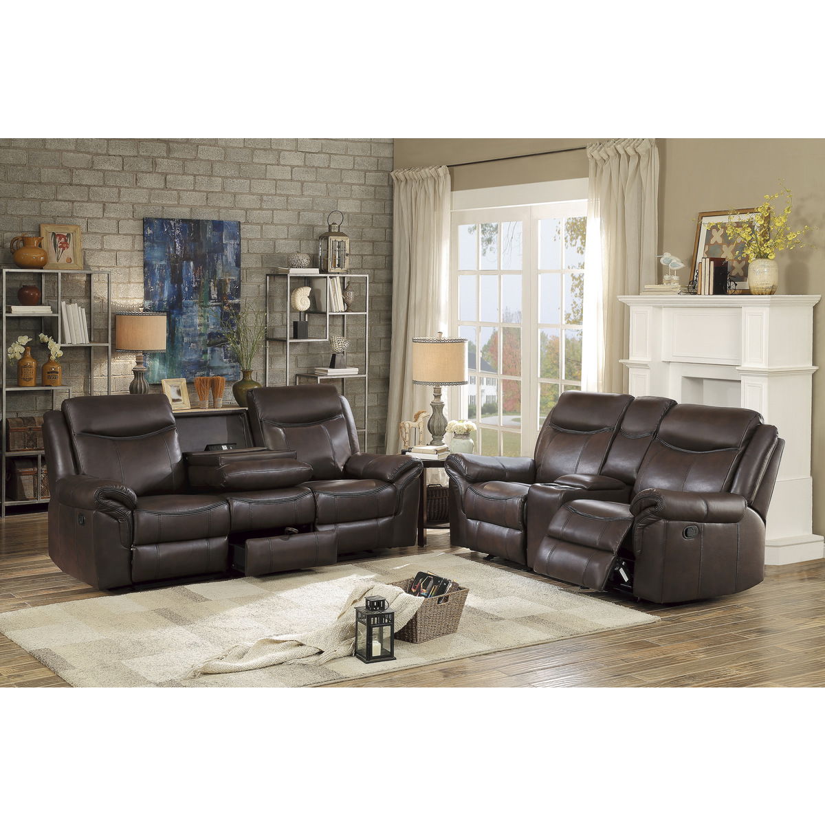 Aram - Double Glider Reclining Loveseat With Center Console, Receptacles And USB Ports