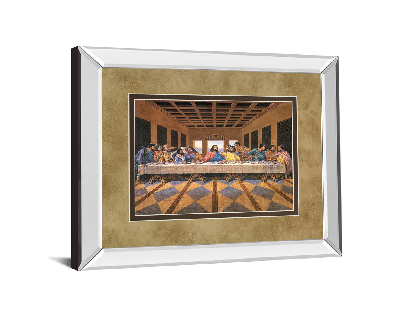 Last Supper (African American) - Mirror Framed Print Wall Art - Light Brown