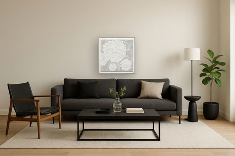 "Textured Elegance I" Hand-Painted Canvas In Frame - Neutral / Gray