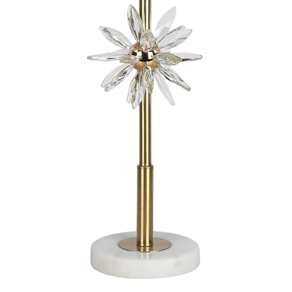 "Crystal Bloom II" Crystal And Marble Table Lamp (Set of 2) - White / Clear Crystal / Soft Gold