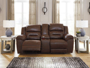 Furniture City - MS - Ashley Furniture - Stoneland Living Room - DBL REC PWR Loveseat w/Console / Chocolate - 3990496