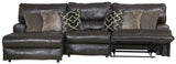 Como - 3 Piece Italian Leather Match Reclining Sectional