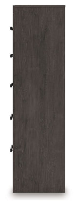 Prendonea - Five Drawer Chest - Charcoal