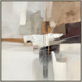 "Earthy Abstraction I" Hand-Embellished Canvas In Frame - Cream / Beige / Brown