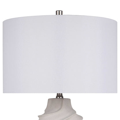 "Serenity Waves" Ceramic Table Lamp - Off White