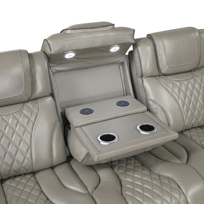 Apex - Power Double Reclining Sofa With Center Drop-Down Cup Holders, Power Headrests, Storage Arms With Cup Holders, Reading Lights, Wireless Charger, Air Massage And Heat, LED Lighting And Charging Ports
