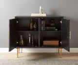 Benzara - 2 Door Bone Inlay Cabinet - Black