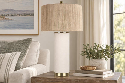Linen Haven - 31 X 17 - Textured Linen Table Lamp (Set of 2) - Ivory Textured Linen