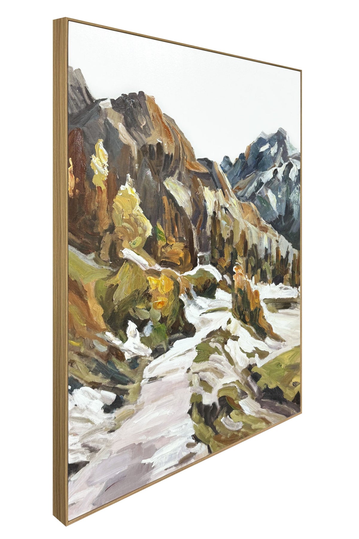 Ochre Alpine Passage I - 32 X 48 - Hand-Embellished Canvas In Frame - Ochre