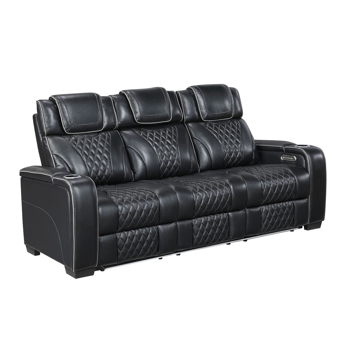Apex - Power Double Reclining Sofa With Center Drop-Down Cup Holders, Power Headrests, Storage Arms With Cup Holders, Reading Lights, Wireless Charger, Air Massage And Heat, LED Lighting And Charging Ports