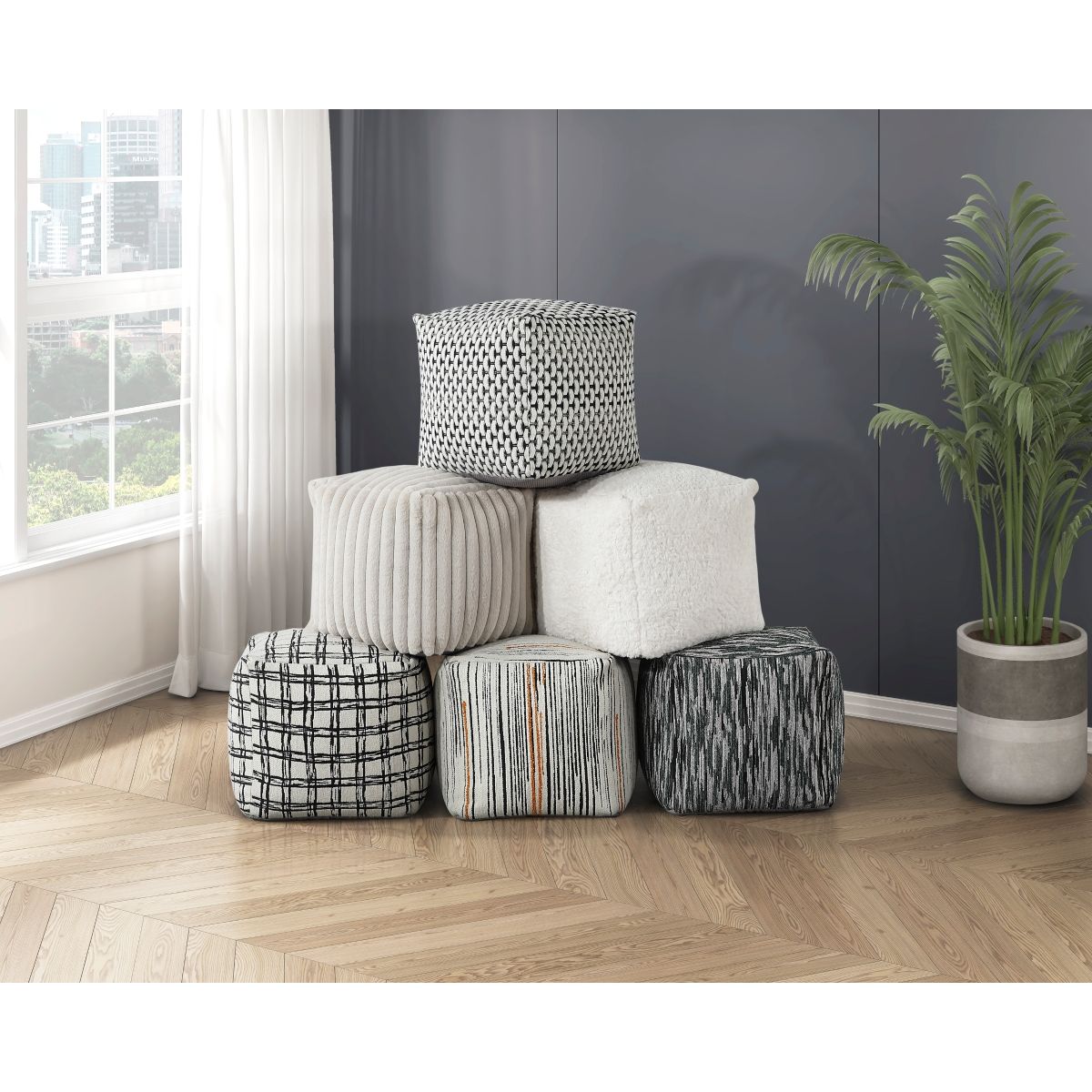 Easley - Poplar Pouf - Multicolor