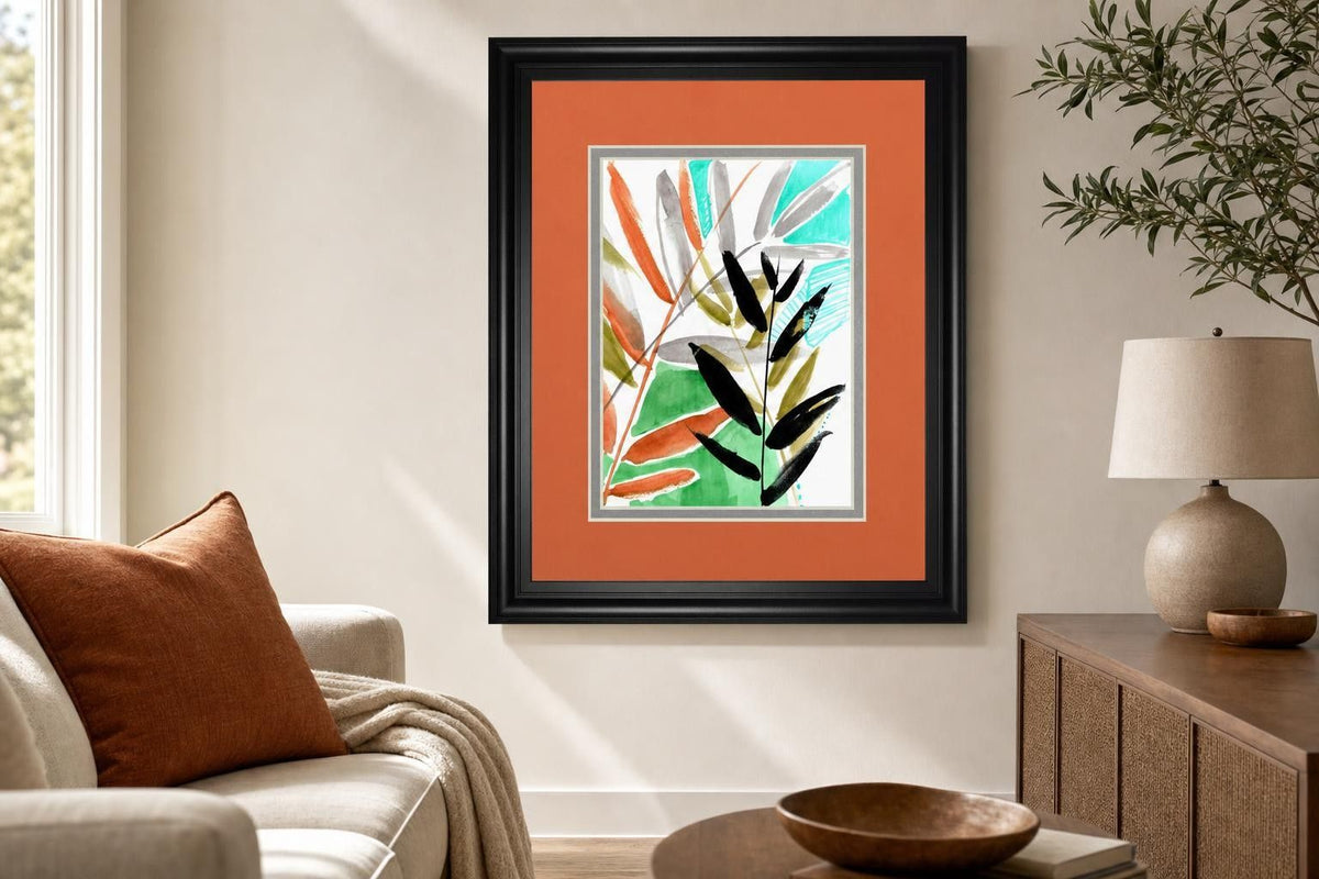 34x40 Vivid Fronds I By Jennifer Goldberger - Orange