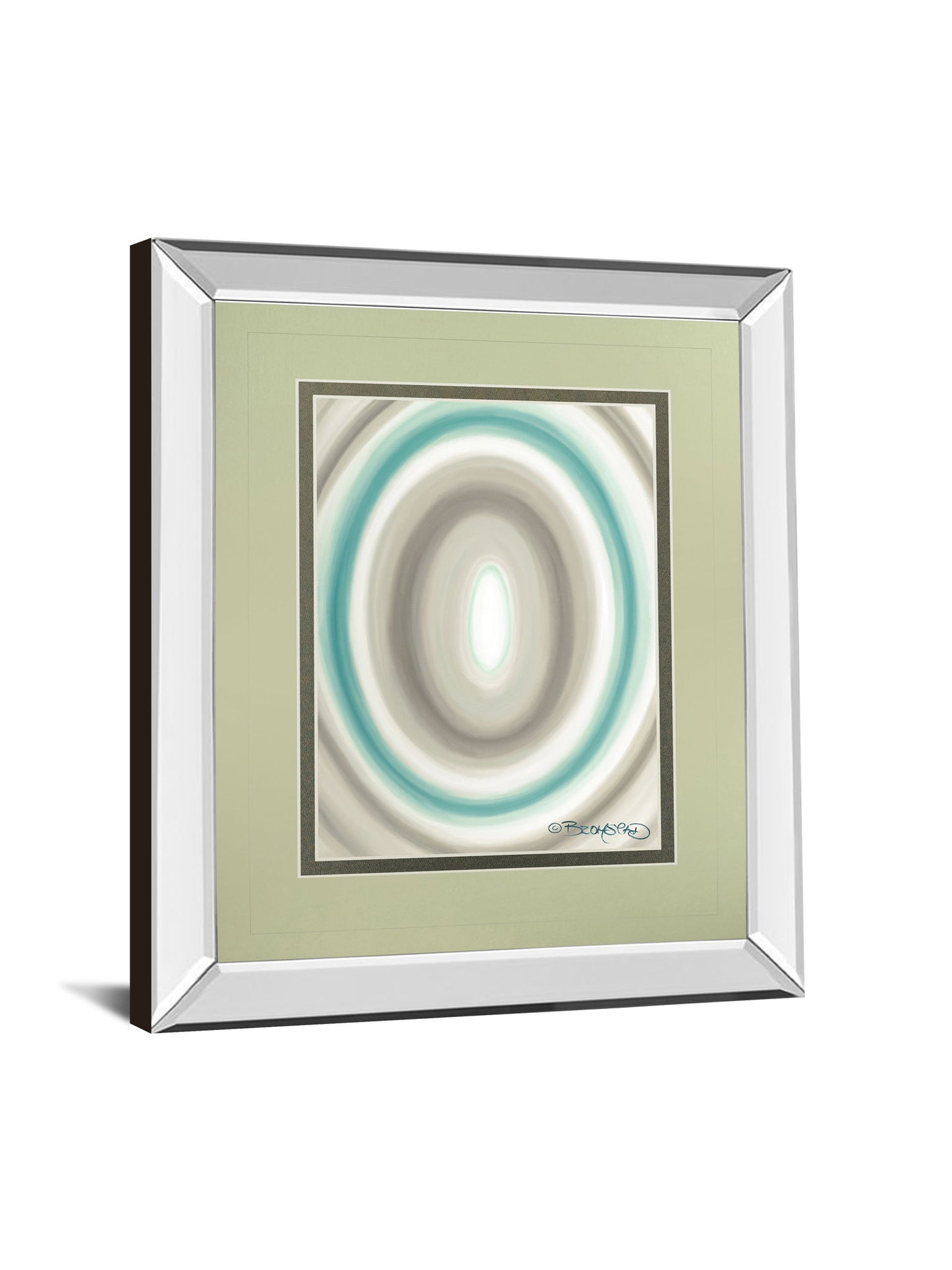 Concentric Ovals #1 By David Bromstad - Mirror Framed Print Wall Art - Beige