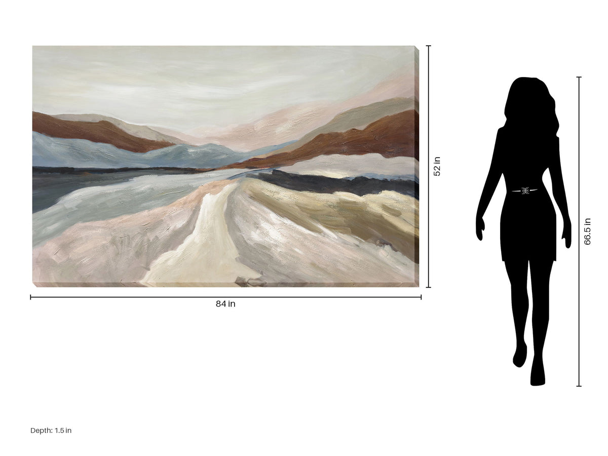 Where Valleys Meet - 84 X 52 - Hand-Embellished Wrapped Canvas - Ivory