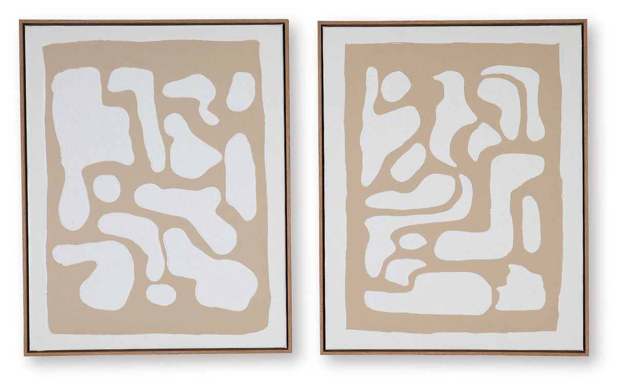Waldett - Wall Art Set (Set of 2) - Beige / White