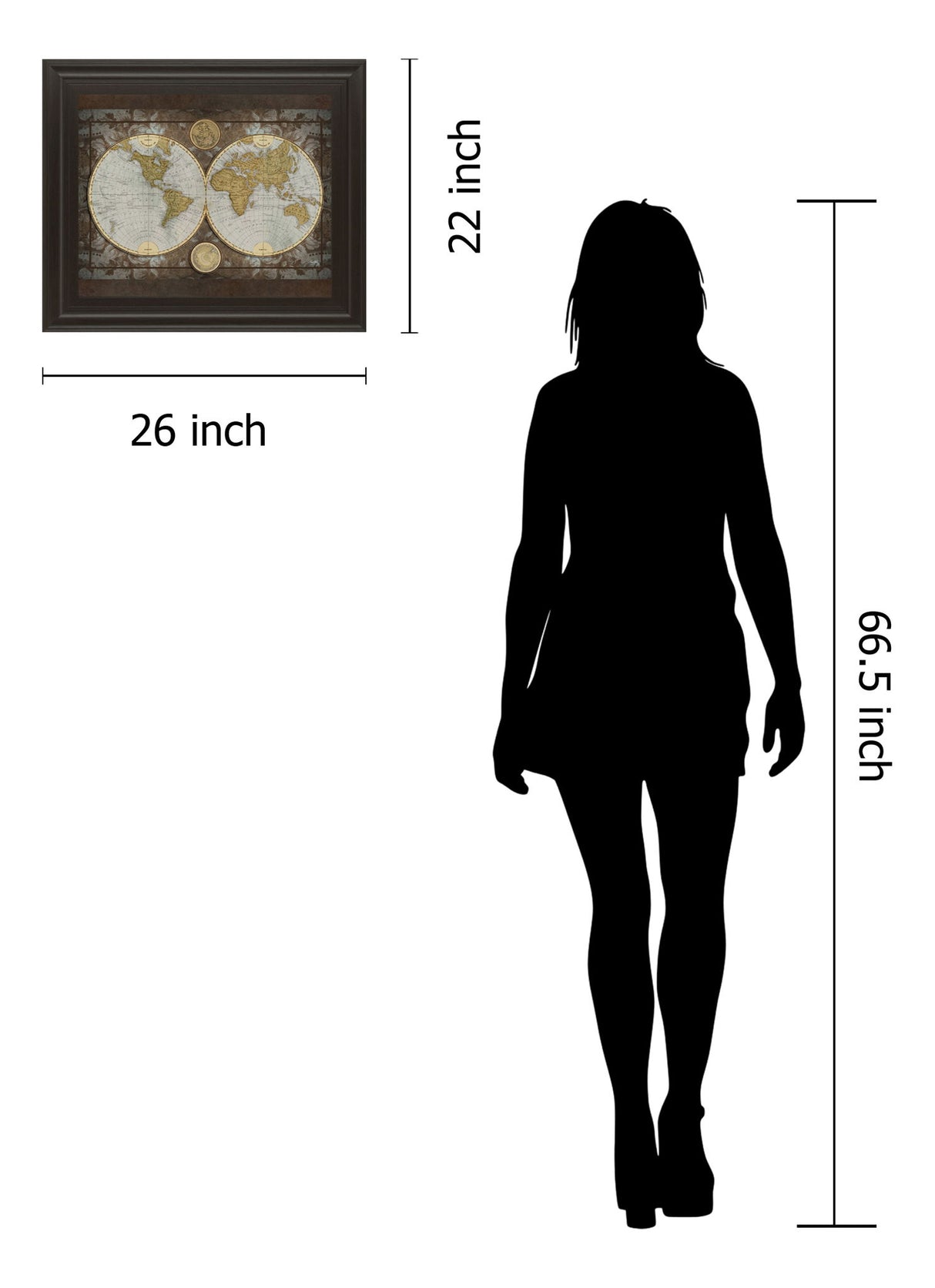 World Map By Elizabeth Medley - Framed Print Wall Art - Beige