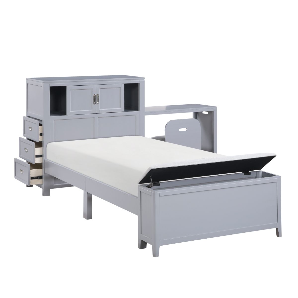 Sloane - Bookcase Bed With Hidden Desk, Stool And Storage Bench