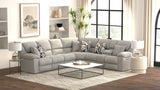 Quinn - 3 Piece Reclining Sectional With 4 Reclining Seats, Storage Arms, Storage Console With Lights, And Drop Down Table - Nature